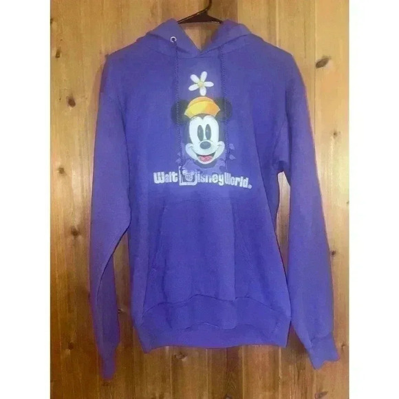 Rare Walt Disney World Purple Minnie Mouse Pullover Hoodie Size Small - Picture 1 of 3